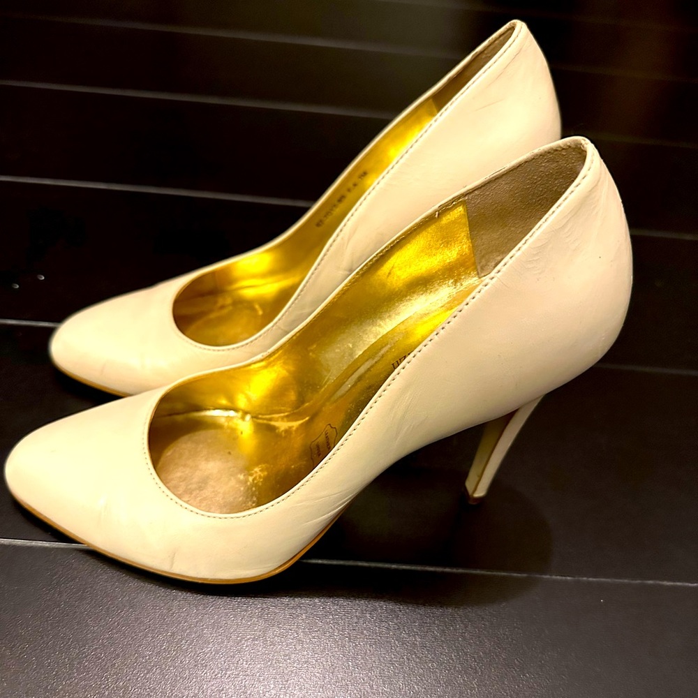 Cathy Jean White Leather Heels Size 7